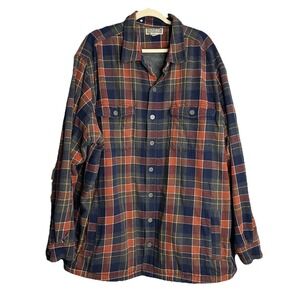 Duluth Trading Mens Heavy Flannel Shirt Coat 2XL T Plaid Fleece Lined Workwear